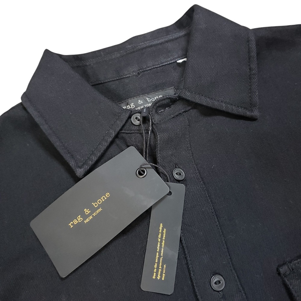 Rag & Bone Mens Black Engineered Long Sleeve Button Down Shirt Jacket New - Picture 6 of 6